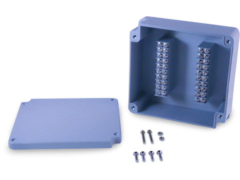 Enclosure with 20 Circuit Terminal Block Grey ABS Solid Cover