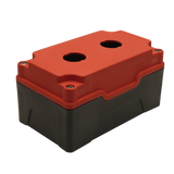 Red Push Button Box 2 Position 22mm Hole Size Counter Rotating Feature Isometric View