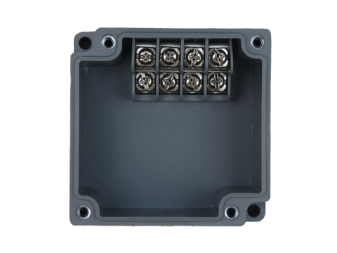 4 Position Terminal Enclosure top view of dual row side terminals with ...